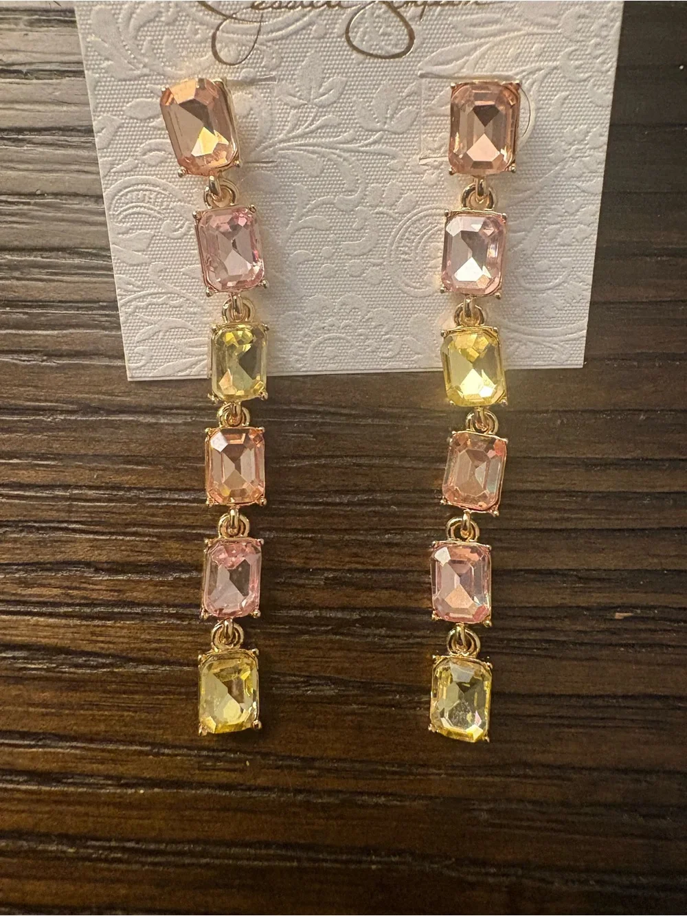 NEW Jessica Simpson Pastel Crystal Drop Earrings